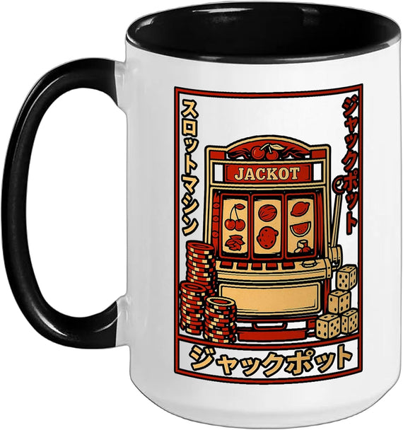 Japanese Jackpot Slot Machine Vintage Casino Gambling Art Ceramic Mug