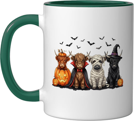 Halloween Highland Cow Pumpkin Spooky Season Costume Ceramic Mug