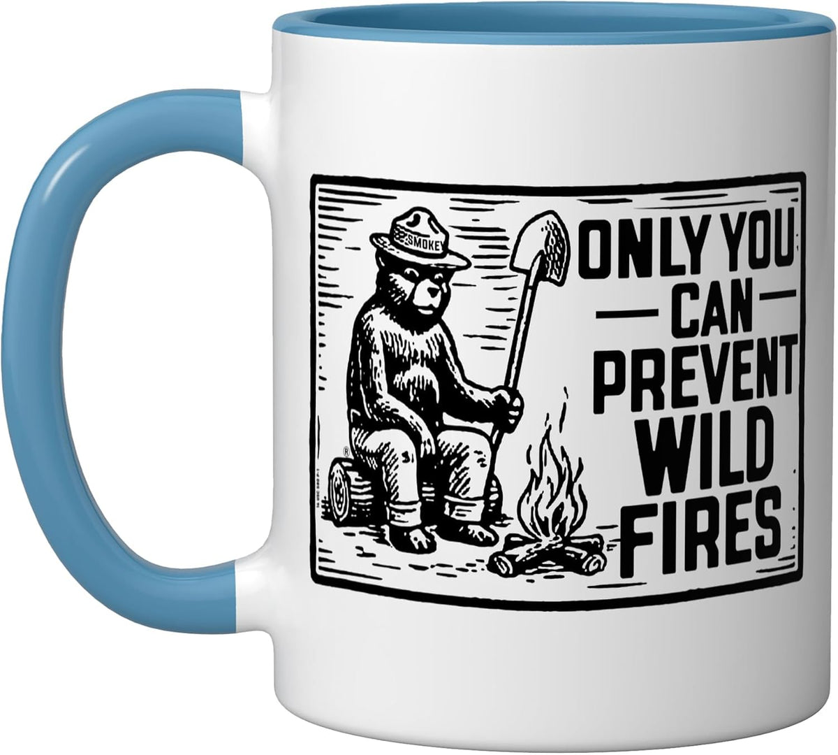 Retro Smokey Bear Sitting At Campfire Only You Ceramic Mug