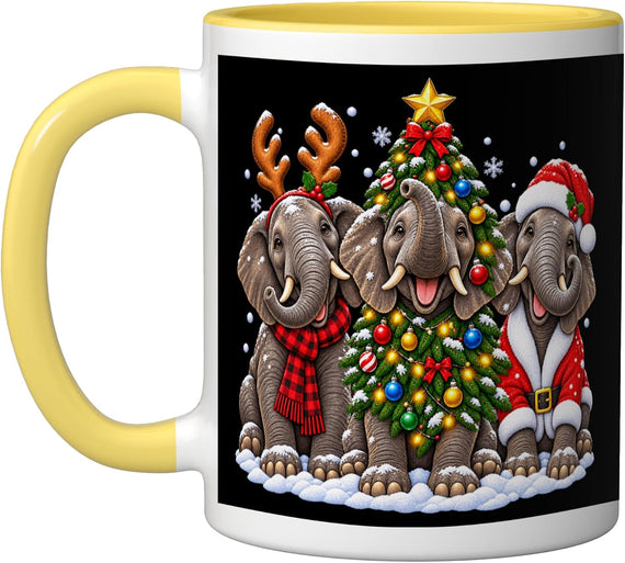 African Elephants Merry Christmas Santa Hat Holidays Xmas Ceramic Mug