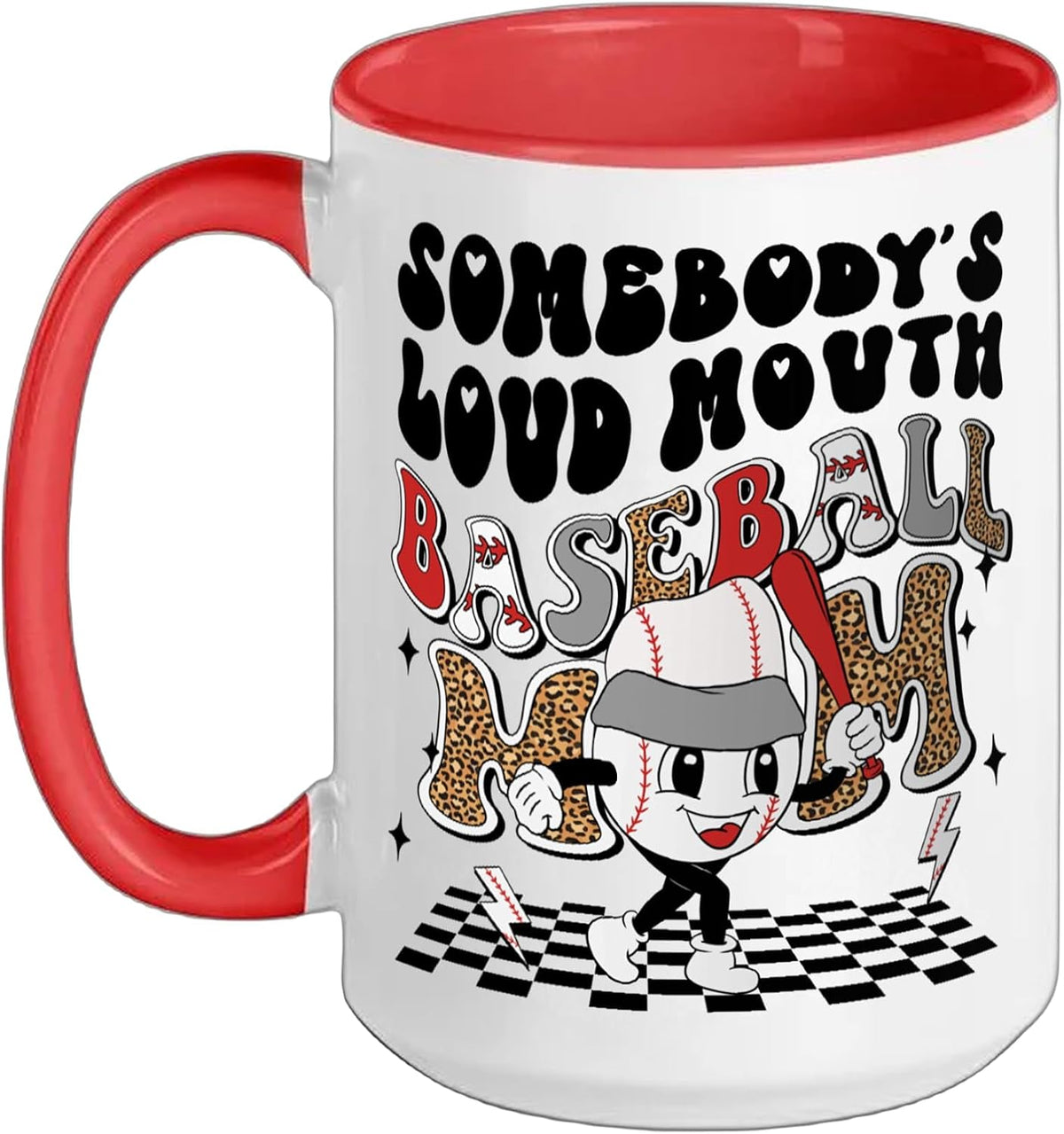 Baseball Mom Retro Leopard Sports Graphic Christmas Ceramic Mug