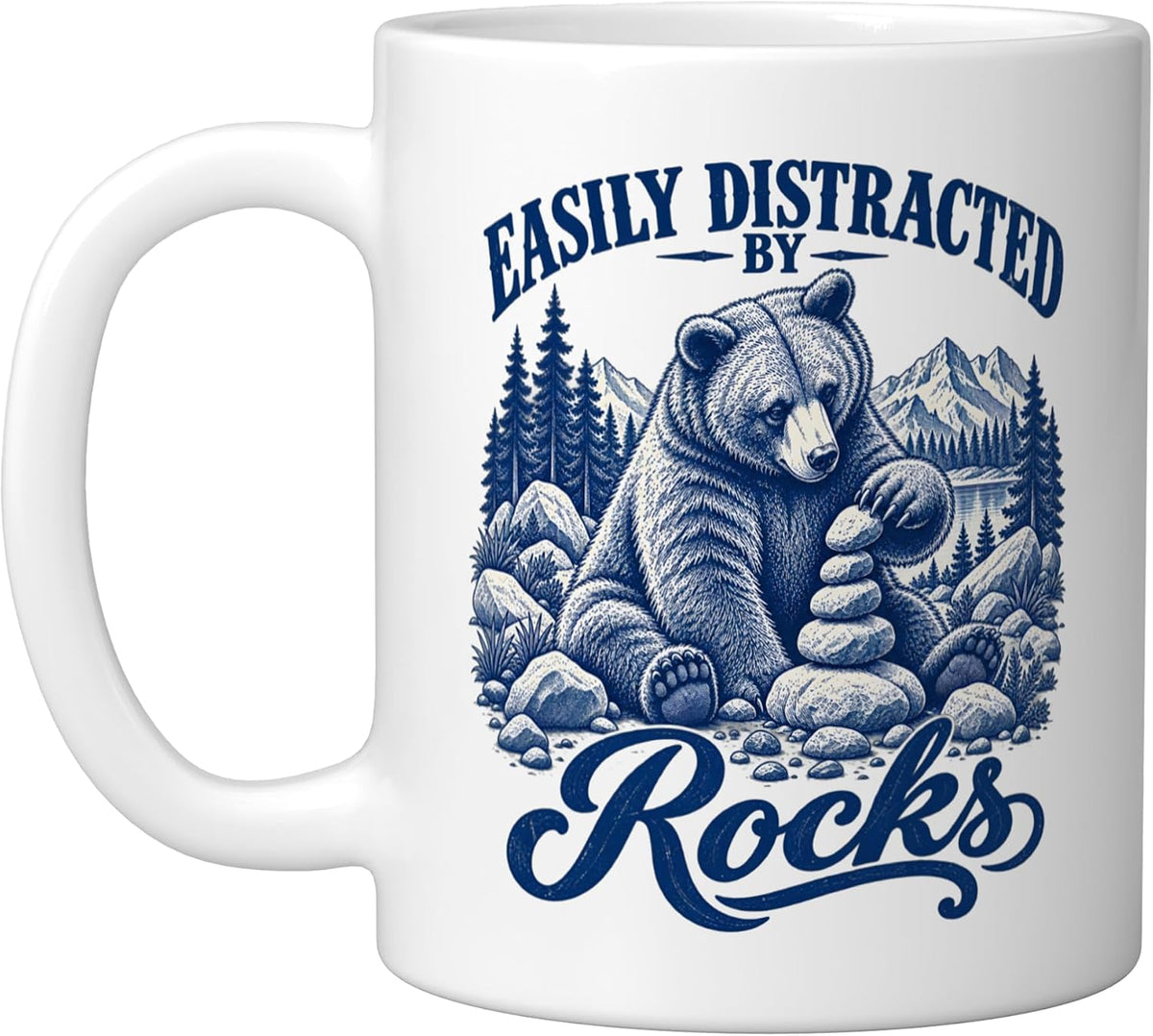 Easily Distracted By Rocks Bear Geology Rock Collector Ceramic Mug
