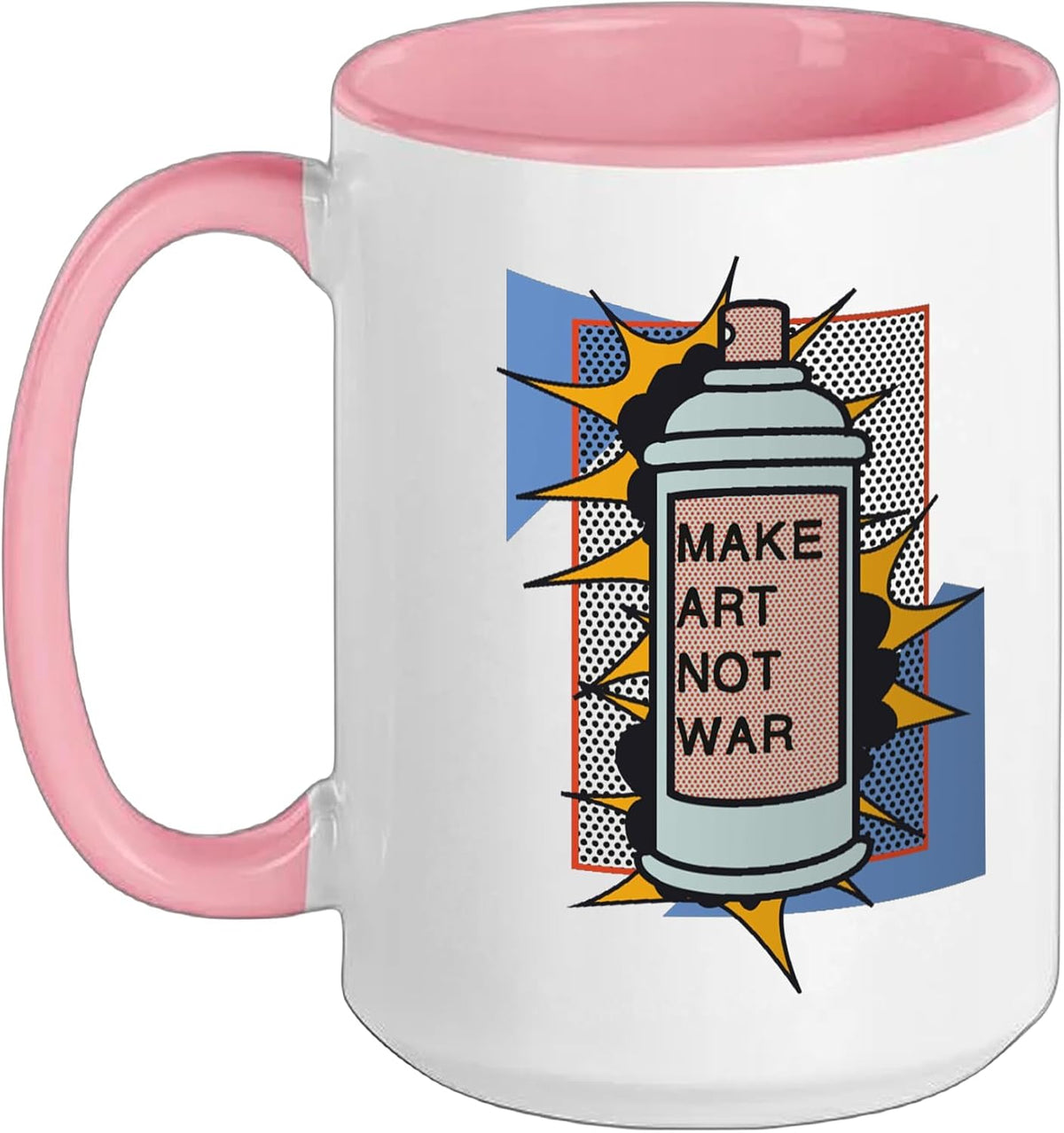 Make Art Not War Retro Spray Can Graphic Pop Art Style Ceramic Mug
