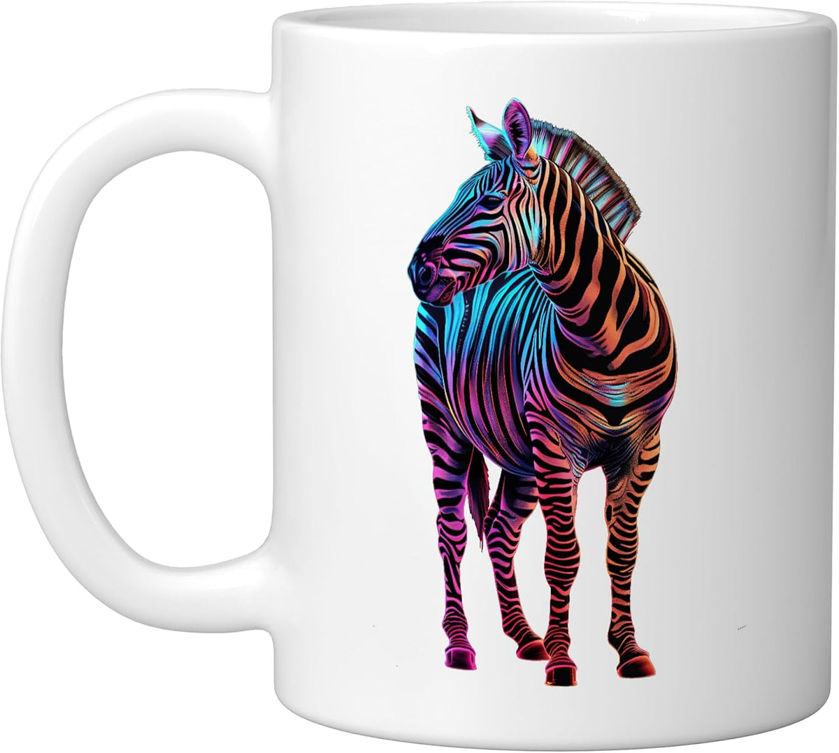 Zebra Colorful, White Ceramic Mug