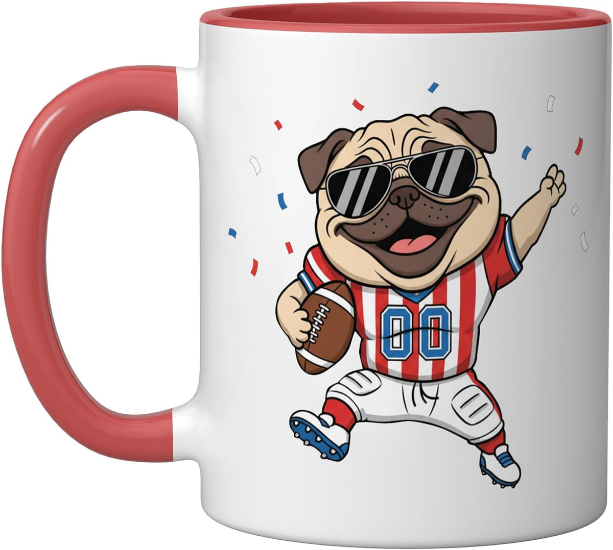 Pug Football Team Mascot Cute Kids Game Day Fan Ceramic Mug