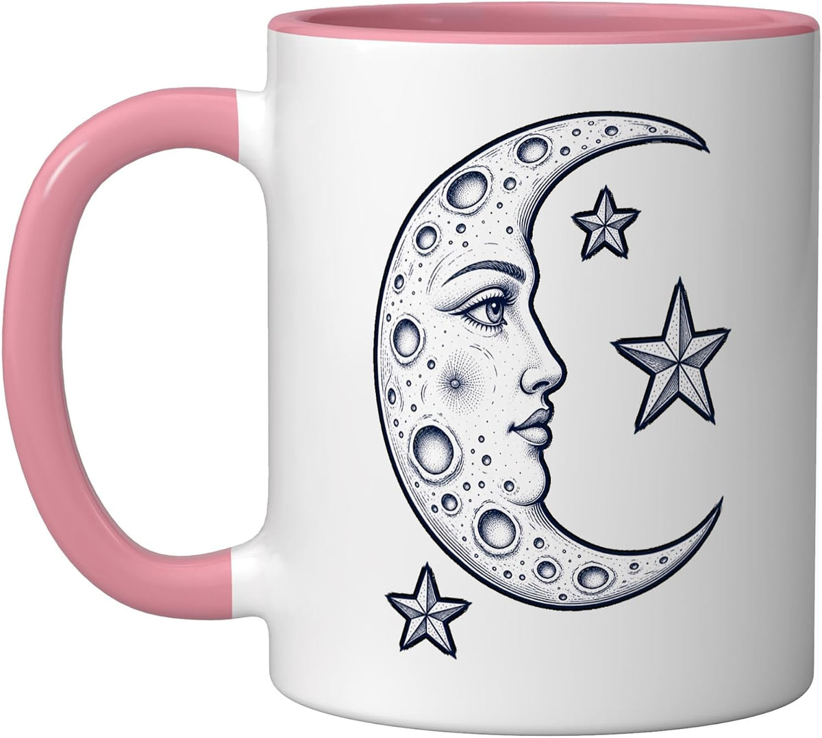 Crescent Moon Face Stars Celestial Astronomy Night Sky Ceramic Mug