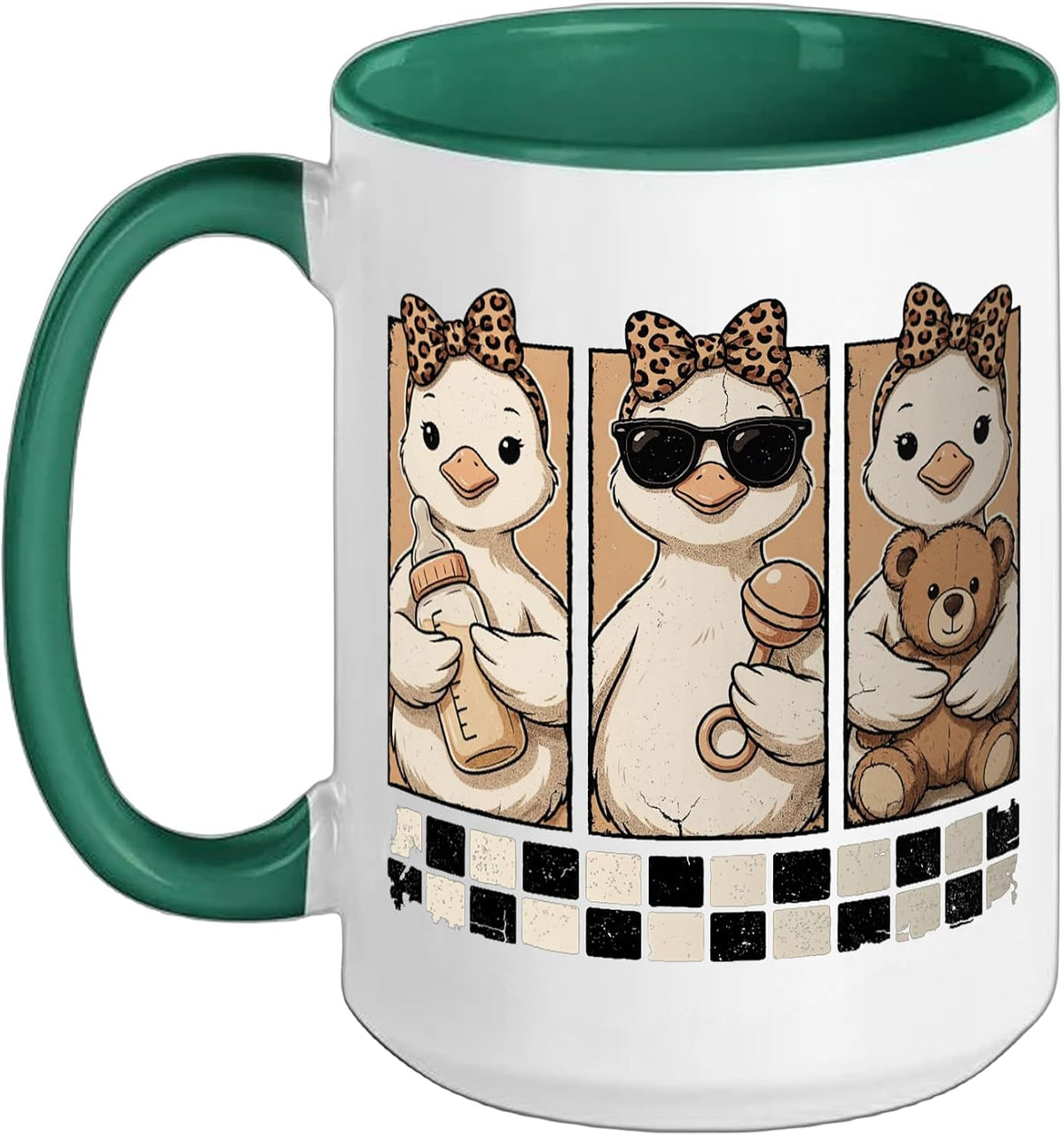 Cute Duck Trio Leopard Bow Baby Shower Ceramic Mug