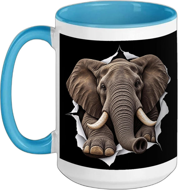Funny African Elephant Peeking Cute Zoo Animal Lover Ceramic Mug