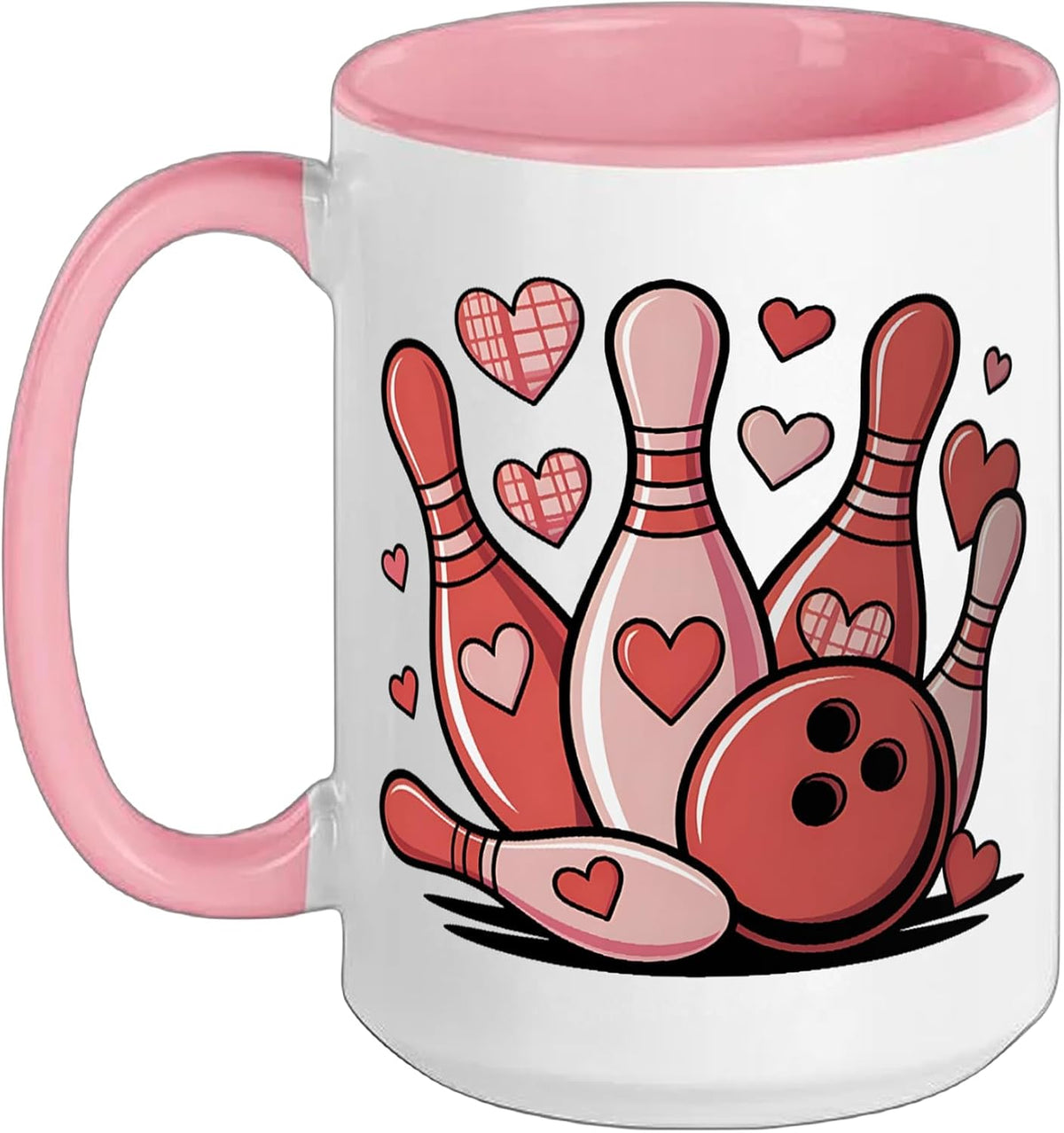 Plaid Bowling Love Sports Design Men Women Funny Ceramic Mug