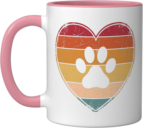 Retro Dog Paw Heart Veterinarian Vet Tech Animal Lover Ceramic Mug
