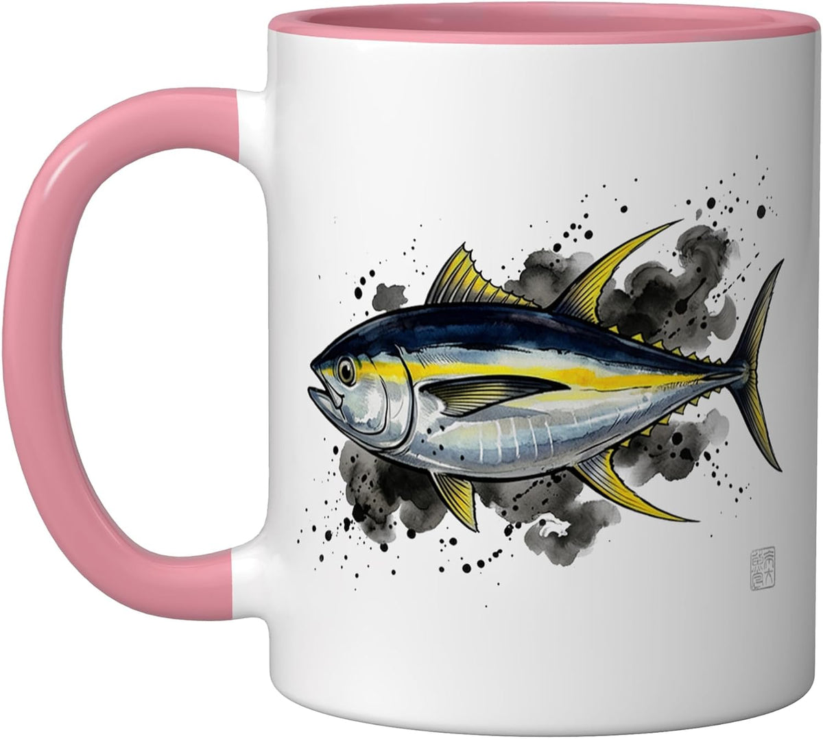 Yellowfin Tuna Gyotaku Style Fish Art Ceramic Mug