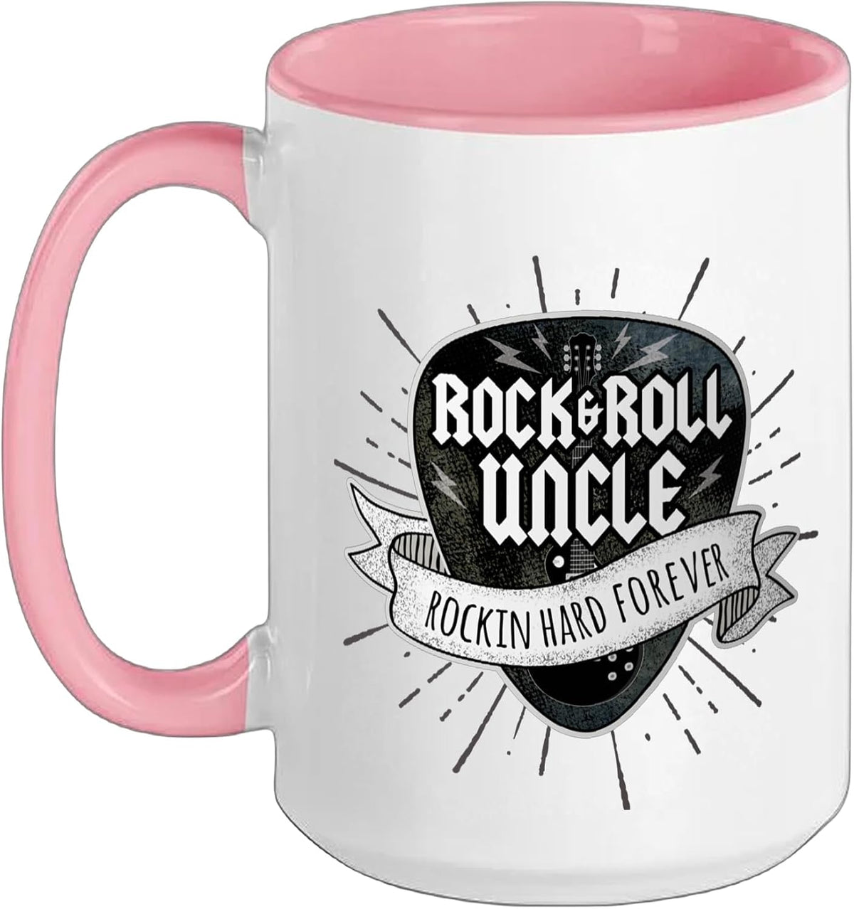 Rock And Roll Uncle Sunburst Guitar Pick Logo Ceramic Mug