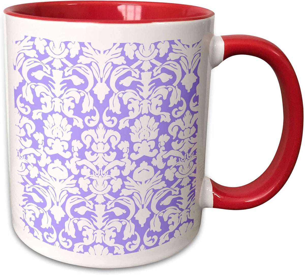Lilac Purple & White French Floral Fancy Ceramic Mug