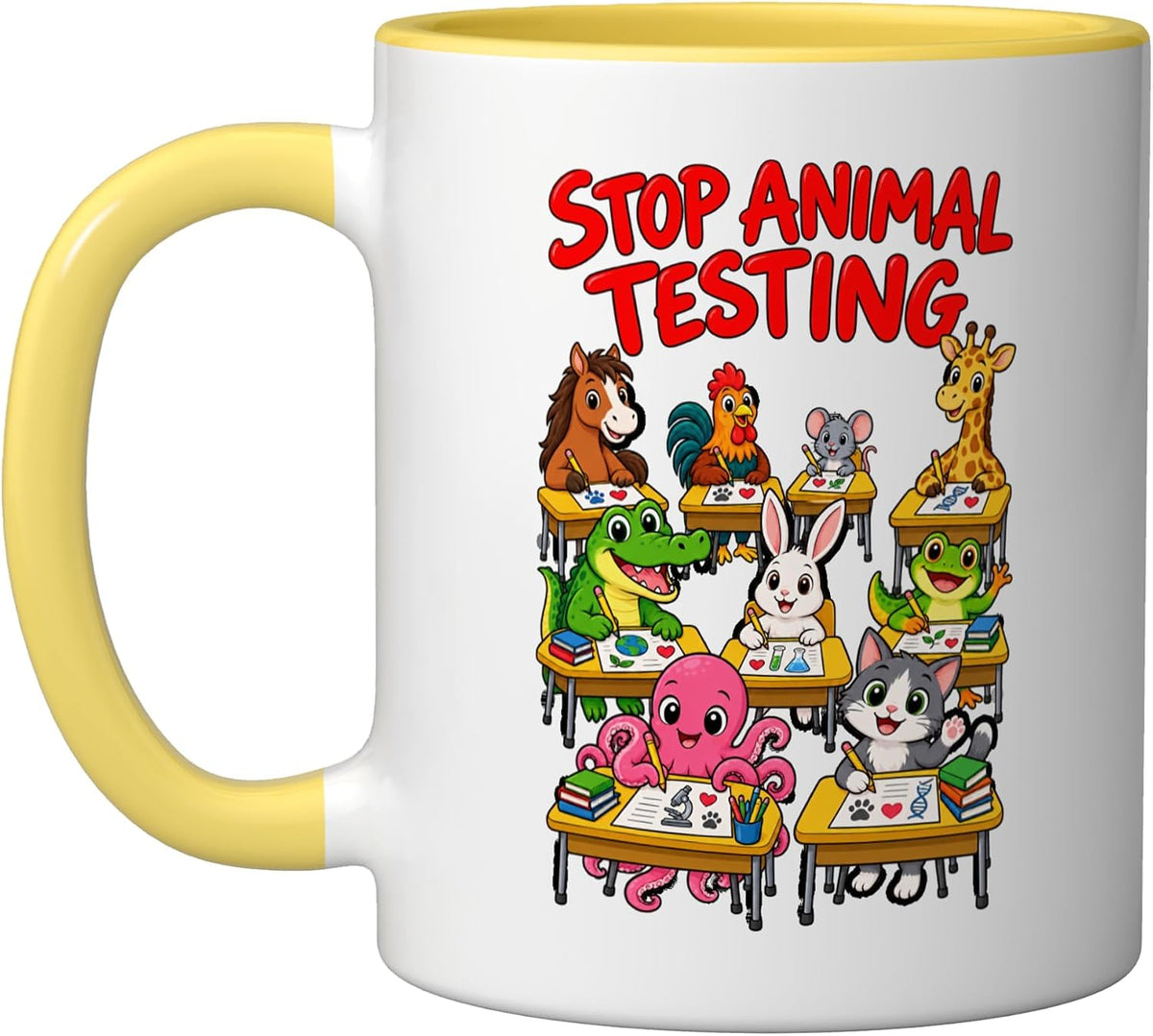 Stop Animal Testing Frog Crocodile Cat Classroom Ceramic Mug
