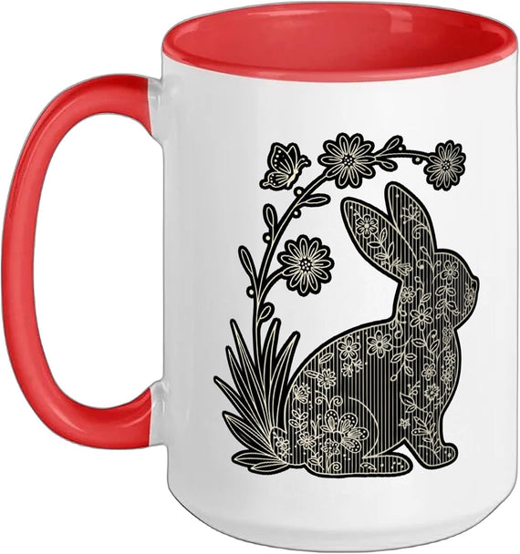 Christian Bunny Floral Rabbit Easter Cross Faith Ceramic Mug