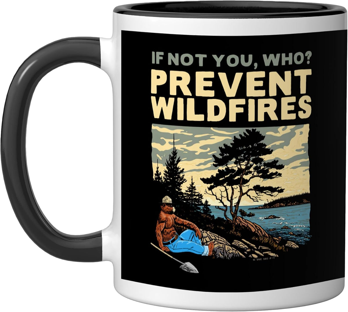 Retro Smokey Bear If Not You Who? Vintage Coastline Art Ceramic Mug
