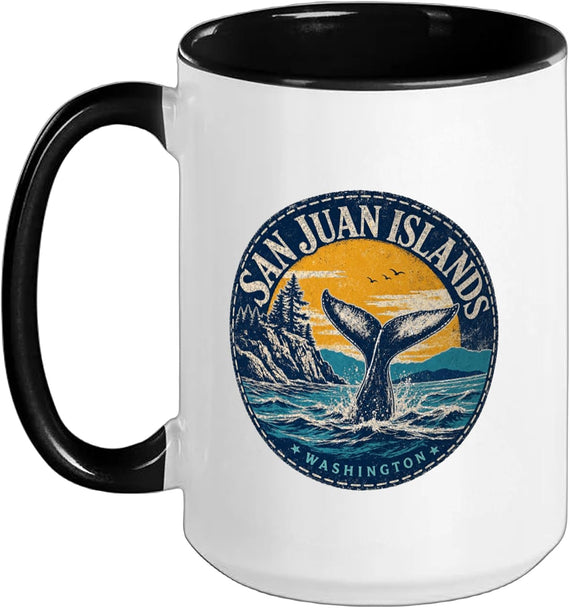 Vintage San Juan Islands Whale Watching Design Ceramic Mug