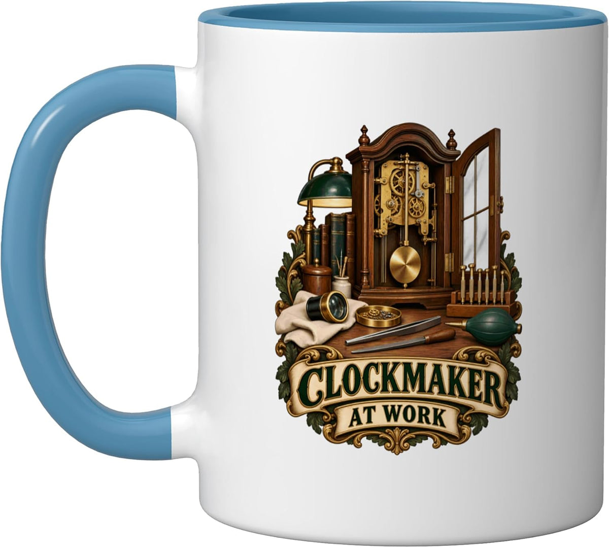 Clockmaker At Work Horology Repair Workshop Ceramic Mug
