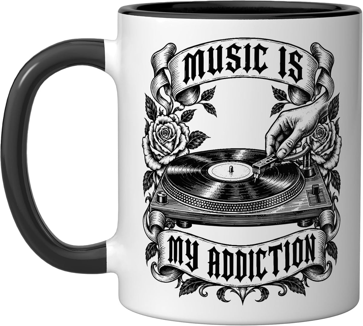 Music Is My Addiction Vinyl Dj Ceramic Mug