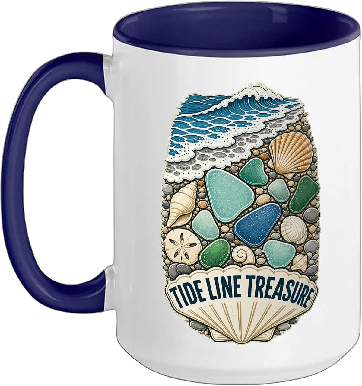Tide Line Treasure Beachcombing Shells Pebbles Coast Ceramic Mug