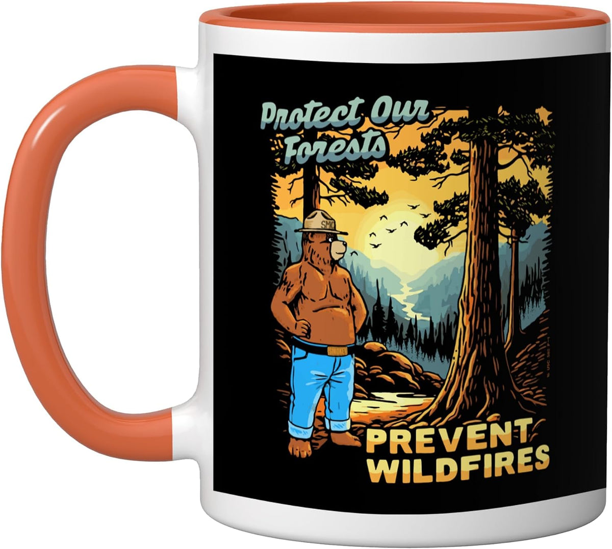 Smokey Bear Sunset Overlook - Protect Our Forests Retro Ceramic Mug