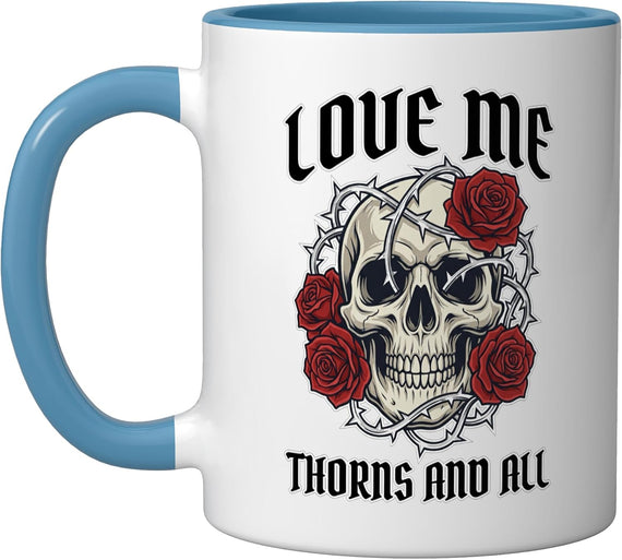 Skull Roses Crown Thorns Gothic Skull Tattoo Ceramic Mug
