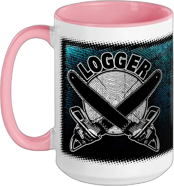 Proud Logger With Logging Chainsaws And Tree Stump Ceramic Mug