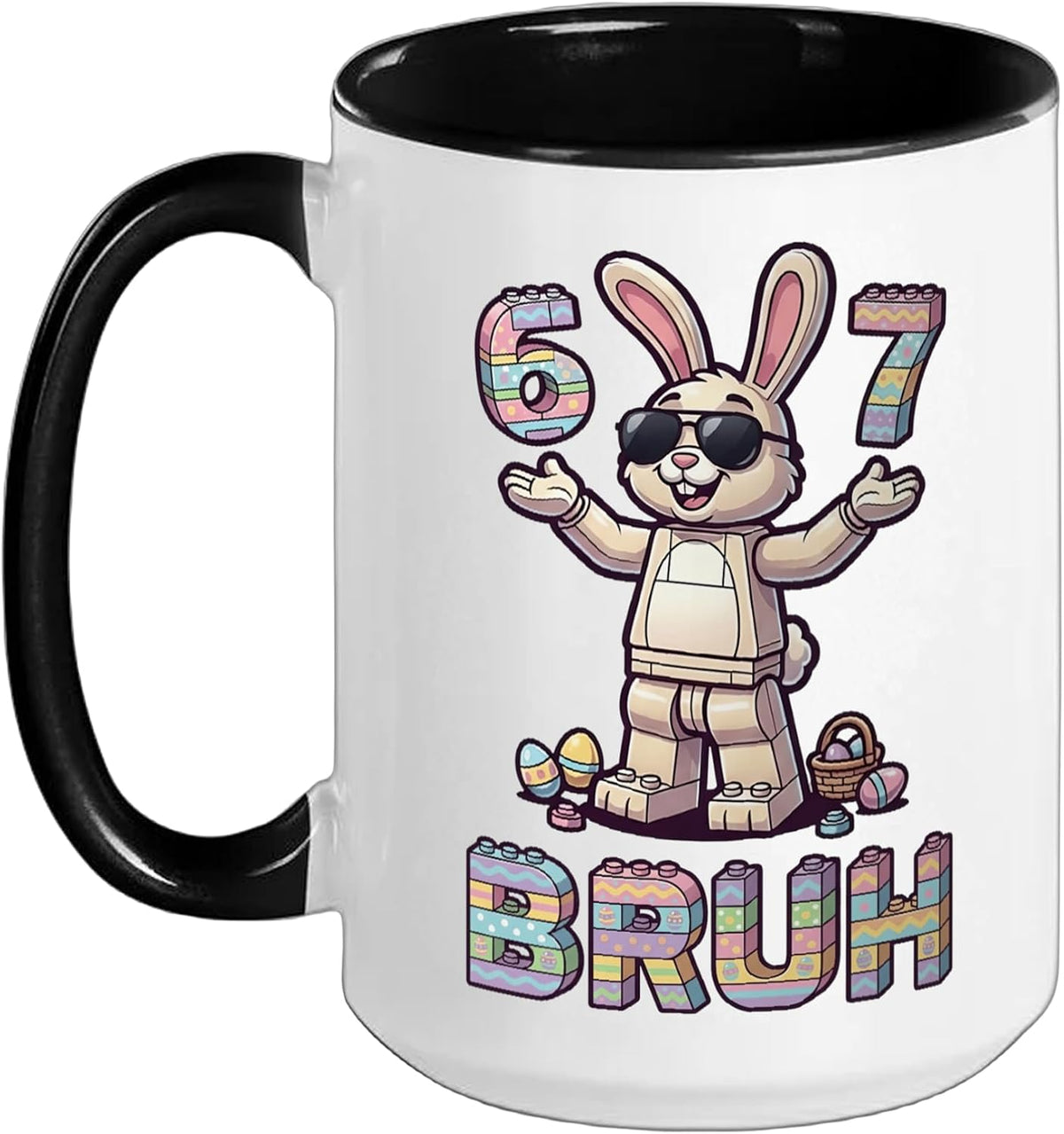 Kids Easter Day Bunny Building Blocks Bruh 67 Boys Girls Ceramic Mug