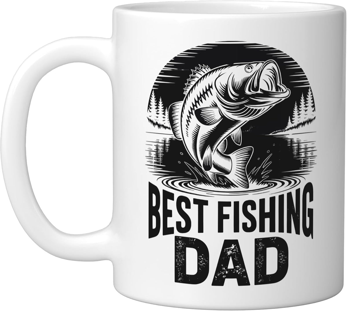 Best Fishing Dad Vintage Bass Fisherman Christmas Ceramic Mug