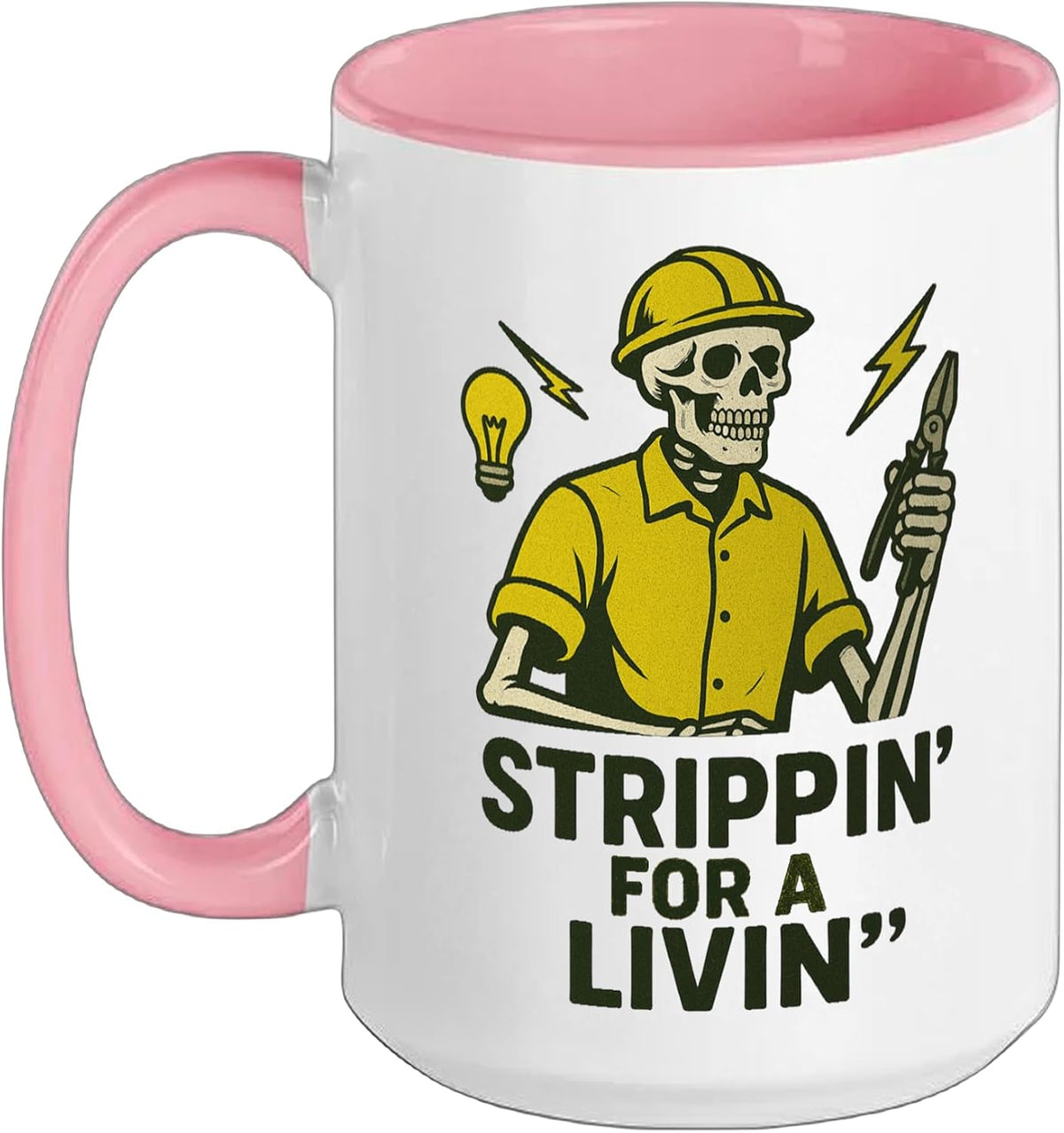 Strippin' For A Livin' Funny Electrician Skeleton Ceramic Mug