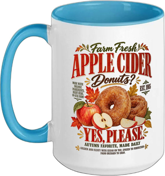 Farm Fresh Apple Cider Donuts Autumn Harvest Ceramic Mug