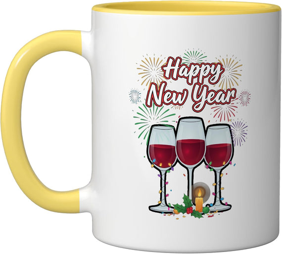 Happy New Year Wine Glasses Christmas Holiday Party Wine Ceramic Mug