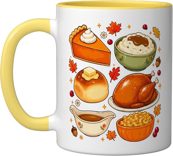 Thanksgiving Feast Food Collage Turkey Pie Ceramic Mug