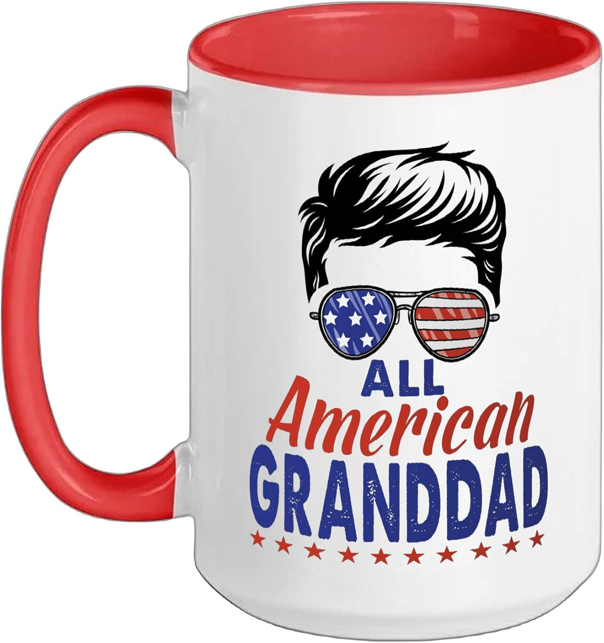 All American Granddad Sunglasses Usa Flag 4th Of July Ceramic Mug