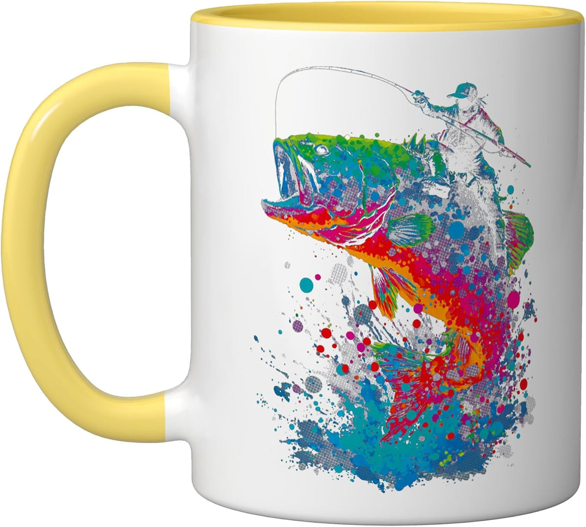 Colorful Bass Fishing Splash Design For Anglers Ceramic Mug