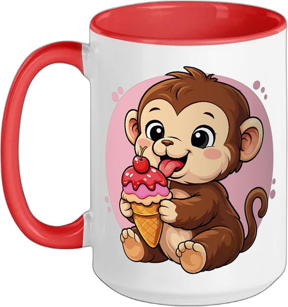 Monkey Eating Ice Cream Graphic Boys Girls Monkey Lover Ceramic Mug