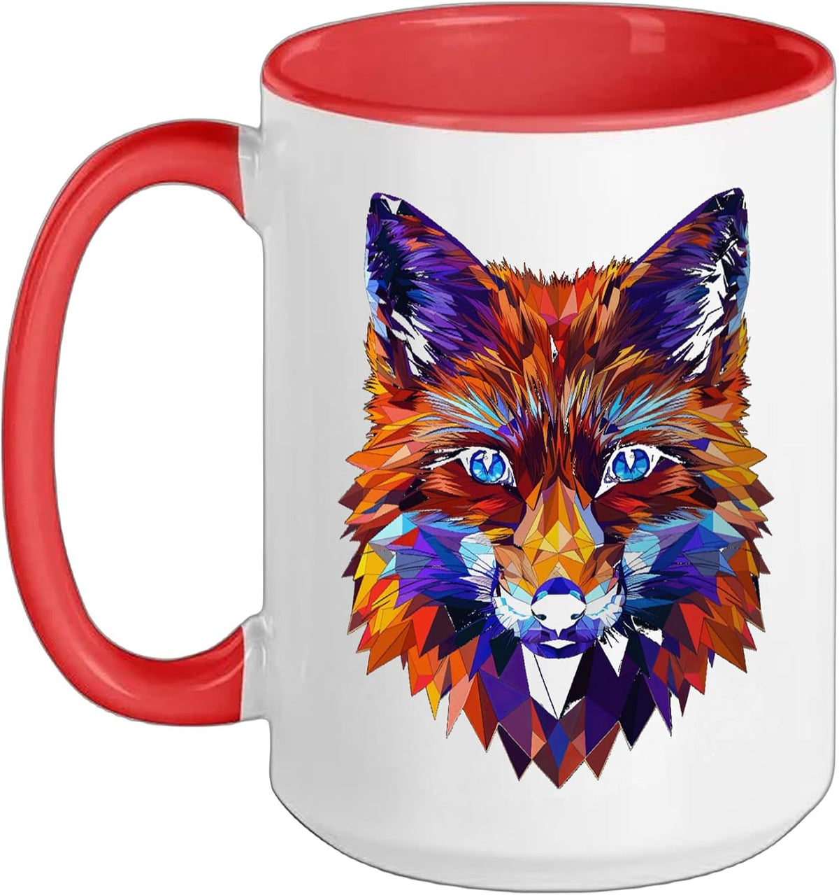 Fox Blue Eyes Polygon Geometric Foxes Poly Art Ceramic Mug