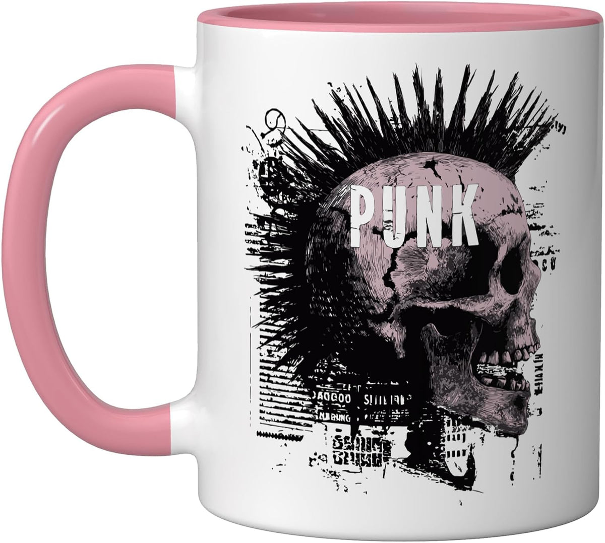 Punkrock Mohawk Skull Halloween Ceramic Mug