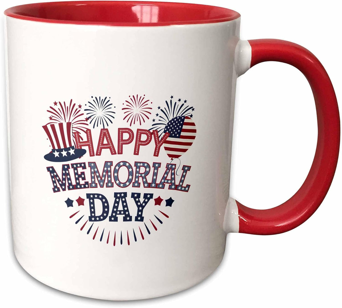 Happy Memorial Day Text, Hat, Balloon Ceramic Mug