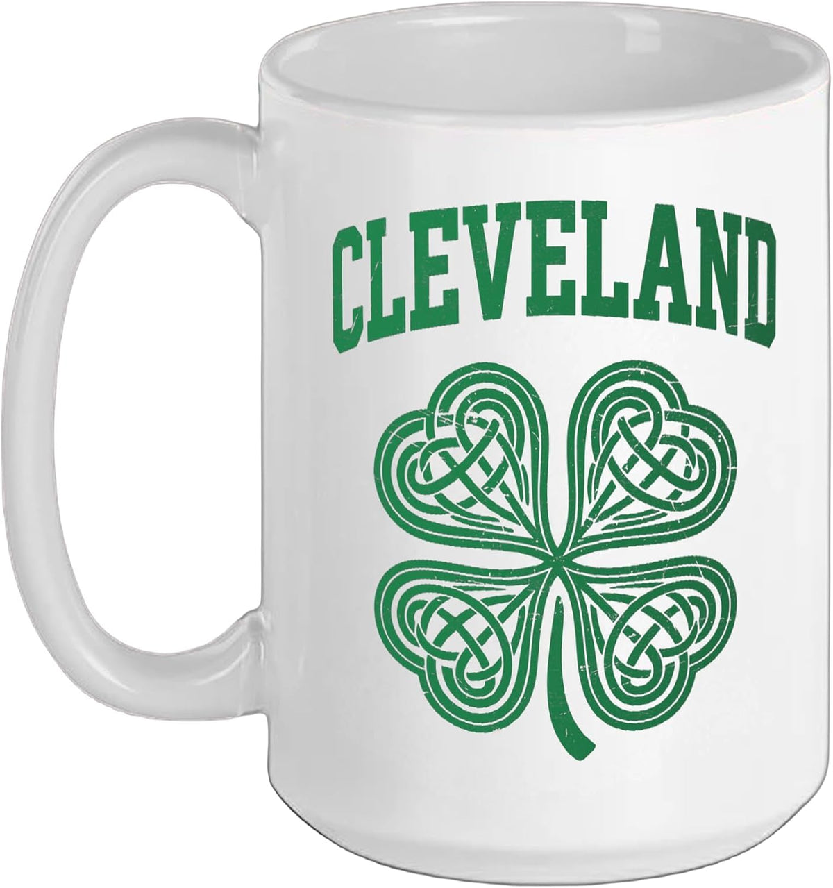 Cleveland St Patricks Day Celtic Knot Shamrock Distressed Ceramic Mug