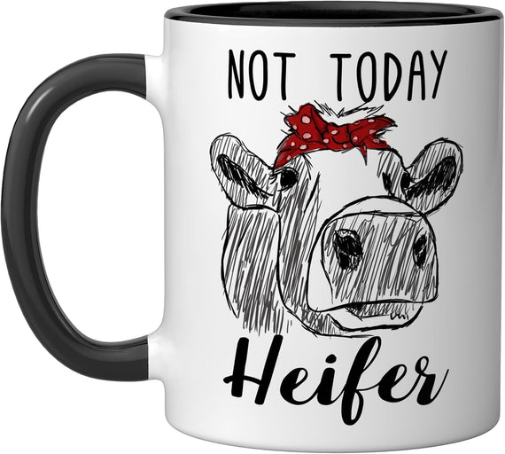 Not Today Heifer Funny Farm Cow Sketch Ceramic Mug