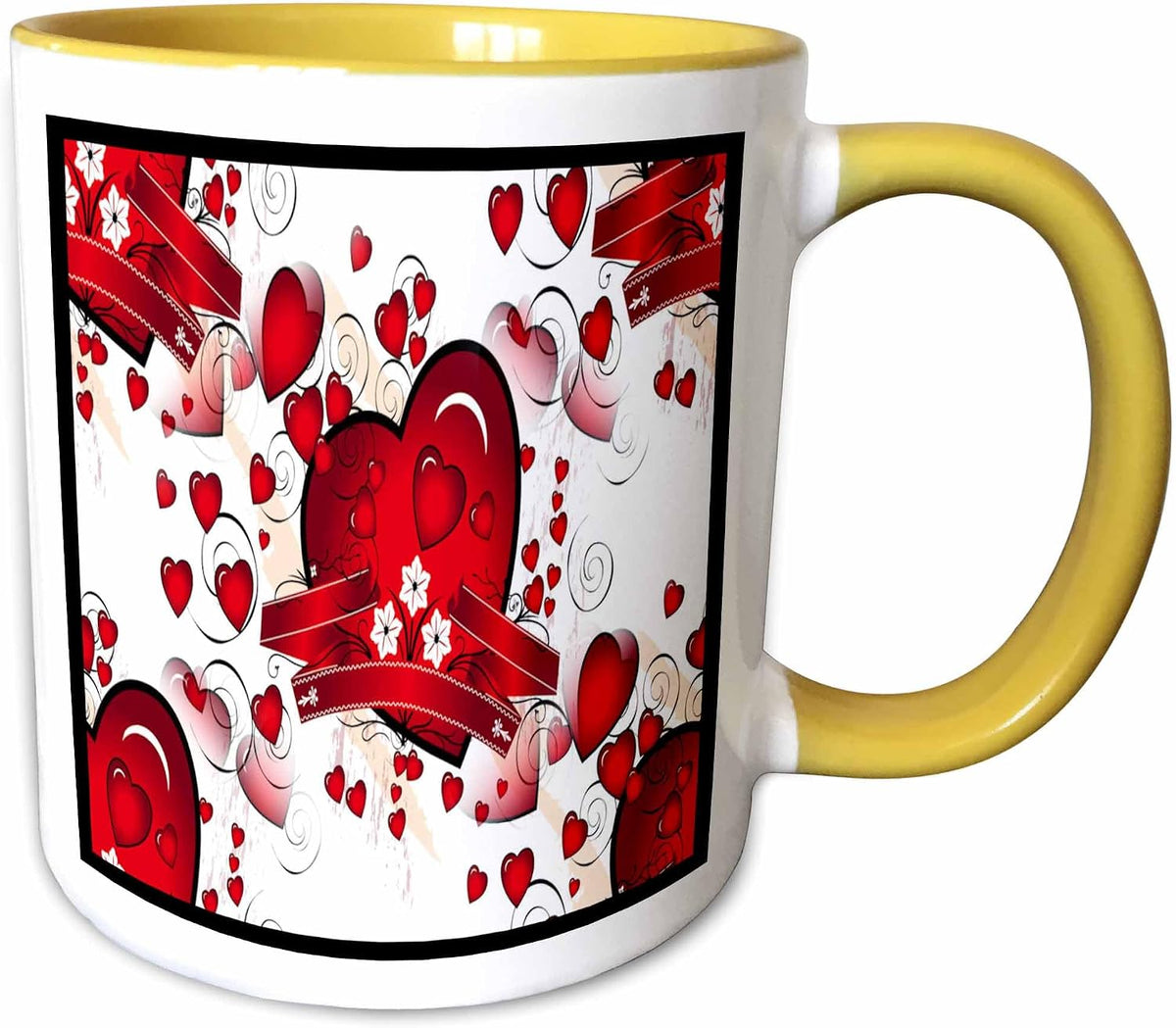 Valentine Red Hearts Designs Ceramic Mug