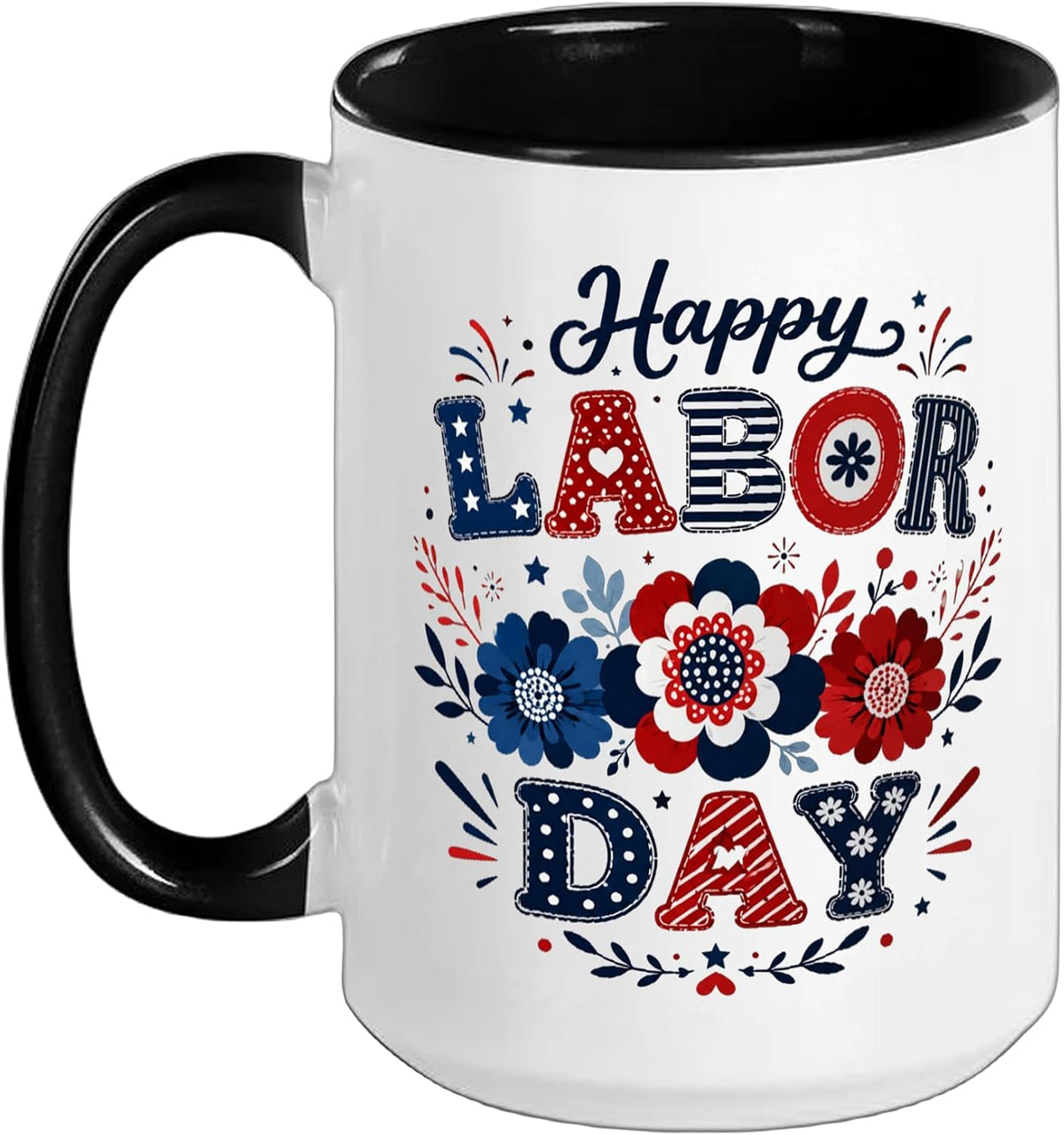 Happy Labor Day American Flag Patriotic Sunflower Women Ceramic Mug