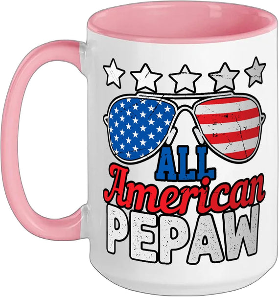 All American Pepaw Retro 4th Of July Patriotic Grandpa Ceramic Mug