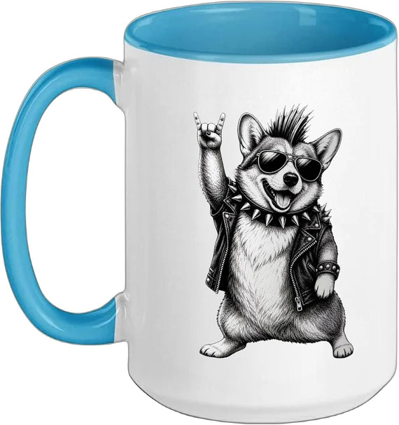 Corgi Punk Rock Music Mohawk Dog Lover Ceramic Mug