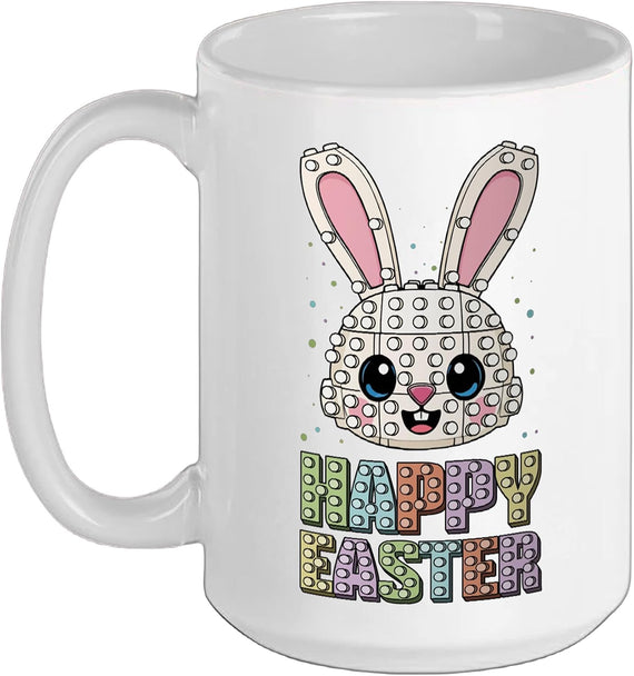 Happy Easter Rabbit Bunny Brick Builder Block Building Ceramic Mug