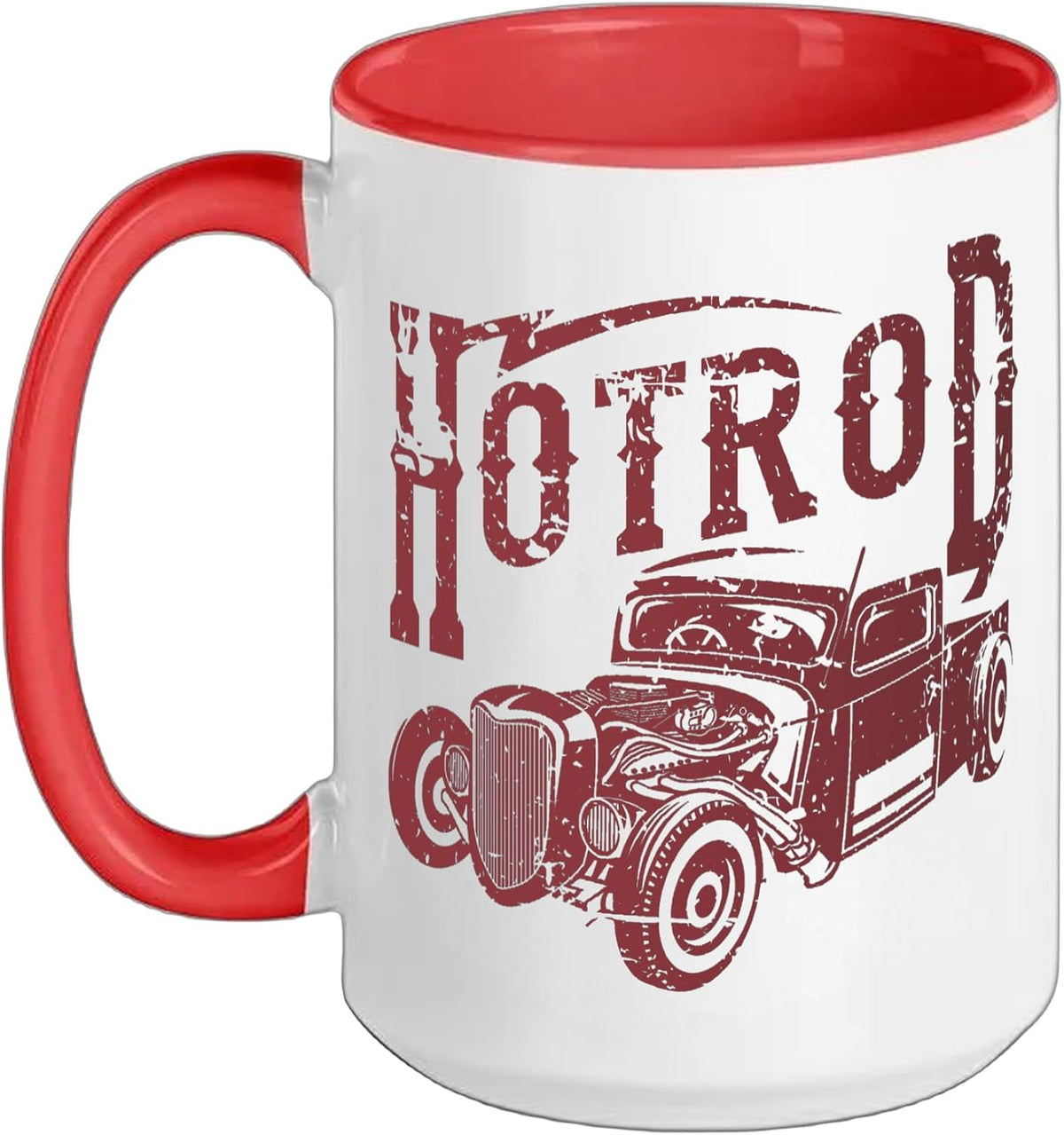 Hot Rod Car Automotive Nostalgia Distressed Retro Design Ceramic Mug
