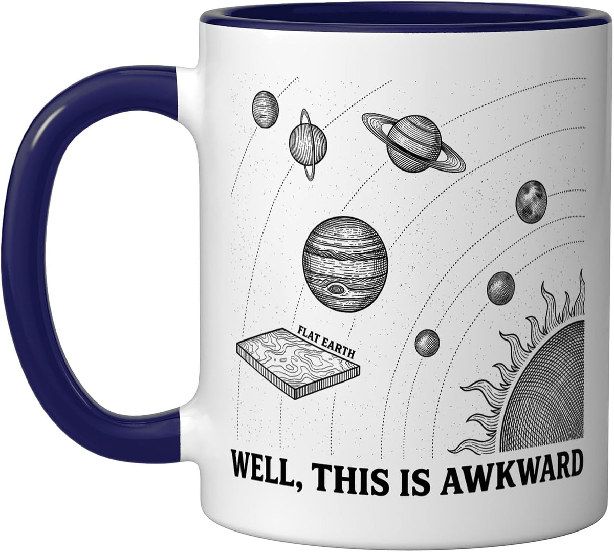 Planetary System Flat Earth Joke Funny Astronomy Chart Gag Ceramic Mug