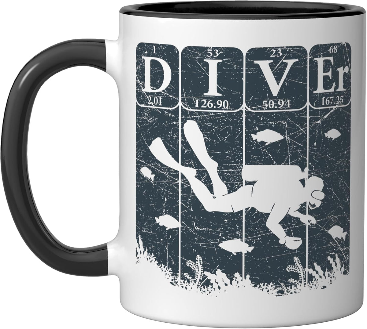 Scuba Diver Periodic Table Elements Scuba Diving Flag Ceramic Mug