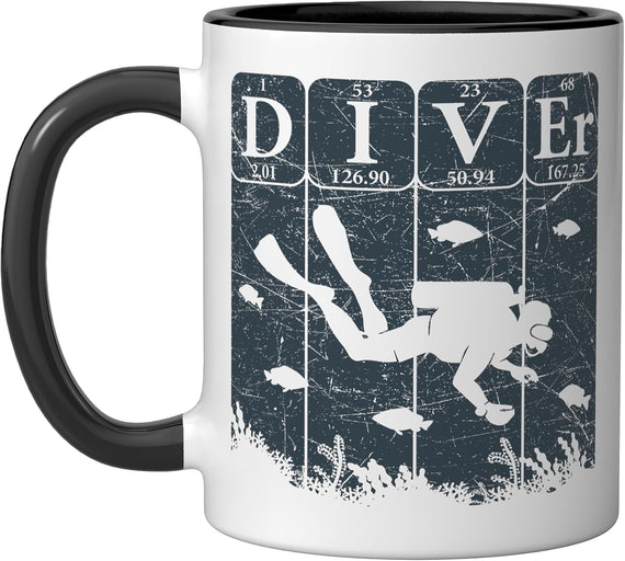 Scuba Diver Periodic Table Elements Scuba Diving Flag Ceramic Mug